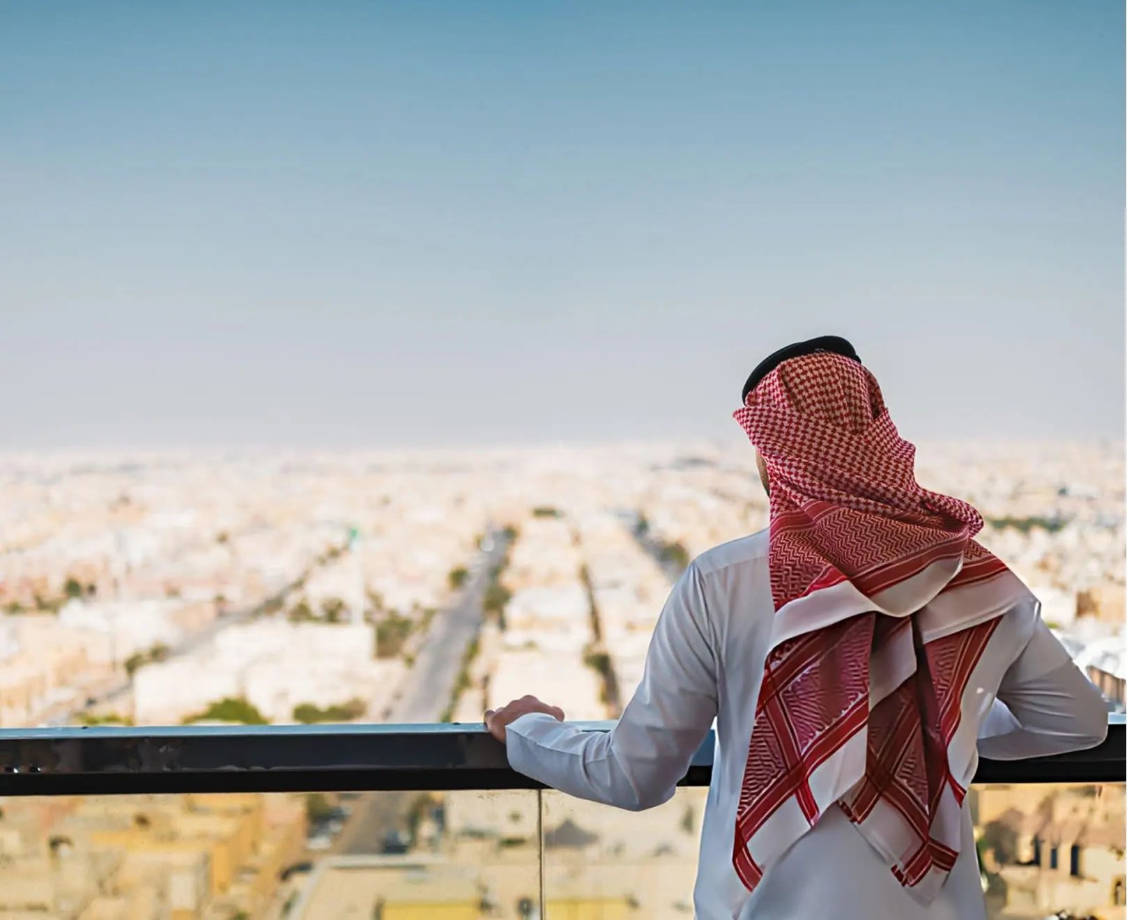 Looking out over the city toward Saudi Vision 2030 growth